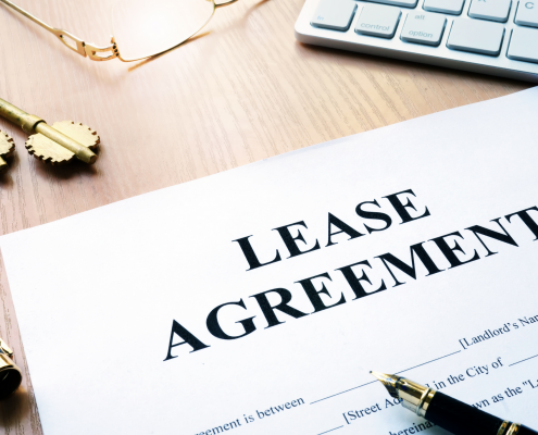Lease agreement document on a desk